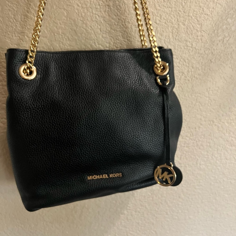 Black Michael Kors, tote bag with gold chain